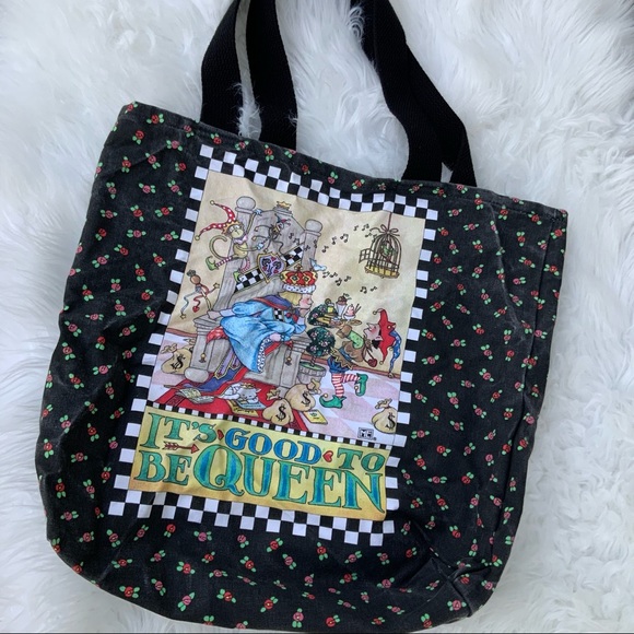 Mary engelbreit t’s good to be queen tote bag - Picture 1 of 3